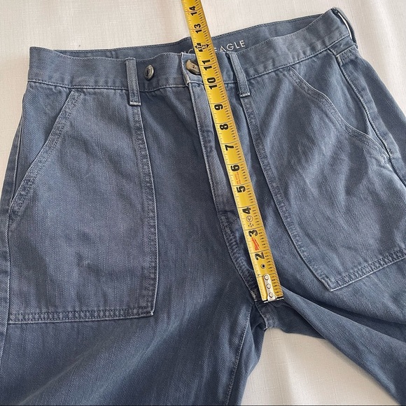 American Eagle wide leg crop pants blue denim jeans 8 X LONG loose wide legged - Picture 8 of 15